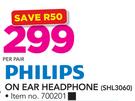 Philips On Ear Headphone SHL3060-Per Pair
