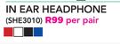 Philips In Ear Headphone SHE3010-Per Pair