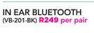 Volkano In Ear Bluetooth VB-201-BK-Per pair