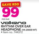 Volkano Rhythm Over Ear Headphone VK-20000-WT-Per Pair