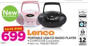 Lenco Portable USB/CD Radio Player-Each