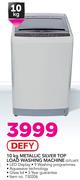 Defy 10kg Metallic Silver Top Load Washing Machine DTL147