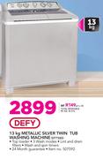 Defy 13kg Metallic Silver Twin Tub Washing Machine DTT165