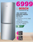 Bosch 306Ltr Bottom Freezer Fridge Metallic