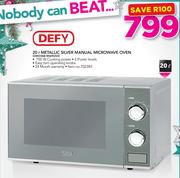 Defy 20Ltr Metallic Silver Manual Microwave Oven DMO368 MWM203