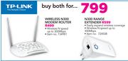 TP-Link Wireless N300 Modem Router + N300 Range Extender