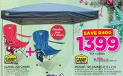 Campmaster Instant 100 Gazebo 3m x 3m + Campmaster Classic 200 Chairs-Per Combo
