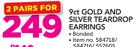 JCSA 9ct Gold And Silver Teardrop Earrings-For 2 Pair