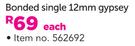 JCSA 9ct Gold And Silver Bonded Single 12mm Gypsey-Each