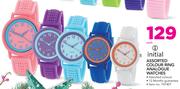 Initial Assorted Colour Ring Analogue Watches-Each