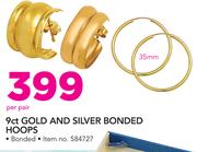 JCSA 9ct Gold And Silver Bonded Hoops-Per Pair
