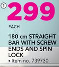 Everlast 180Cm Straight Bar With Screw Ends And Spin Lock