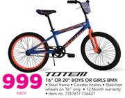 ToTem 16" Or 20" Boys Or Girls BMX