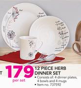 12 Piece Herb Dinner Set-Per Set