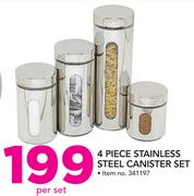 4 Piece Stainless Steel Canister Set-Per Set