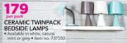 Ceramic Twinpack Bedside Lamps-Per Pack