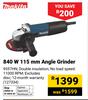 Makita 840W 115mm Angle Grinder 127334