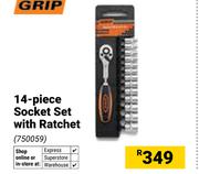 Grip 14-Piece Socket Set With Ratchet 750059