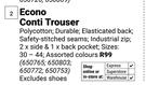 Beck Econo Conti Trouser 650765,650803, 650772, 650753
