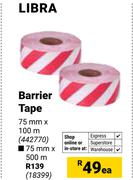 Libra Barrier Tape 75mm X 100m 442770-Each