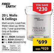 Fired Earth Walls & Ceilings 561201-20Ltr