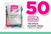 Simple Choice 100 Pack Plastic Pegs