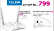 TP-Link Wireless N300 Modem Router + TP-Link N300 Range Extender
