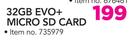Samsung 32GB Evo + Micro SD Card