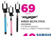 Voyager Wired Selfie Stick VOY-SS01B-Each