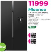 Hisense 670Ltr Black Side By Side Fridge H670SMI-WD