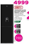 Defy 323Ltr Black Gloss Bottom Freezer Fridge DAC564