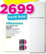 Hisense 168Ltr White Top Freezer Fridge BLK DSS494