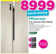 Hisense 670Ltr Side By Side Fridge H670SG