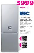 KIC 314Ltr Metallic Silver Bottom Freezer Fridge KBF 634 1 ME
