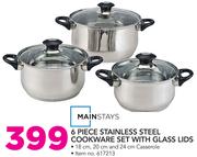 Mainstays 6 Piece Stainless Steel Cookware Set With Glass Lids