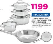 Tramontina 11 Piece Stainless Steel Cookware Set With Solid Lids-Per Set