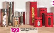 4 Piece Stainless Steel Canister Set-Per Set