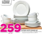 Always Home 20 Piece White Dinner Set-Per Set