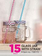 Glass Jar With Straw-Each