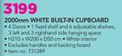 UCAN 2000mm White Built In Cupboard