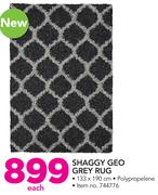 Shaggy Geo Grey Rug-133 x 190cm Each