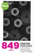 Simone Twirl Rugs 133x190cm-Each