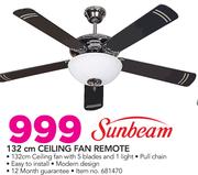 Sunbeam 132cm Ceiling Fan With Remote