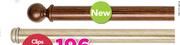 Decorland 64mm Clip On Wood (Warm Kiaat And Antique Silver) 1.5m Rod