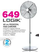 Logik 40cm Pedestal Fan Chrome