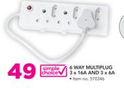 Simple Choice 6 Way Multiplug 3 x 16A And 3 x 6A