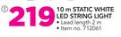 Solar 10m Static White LED String Light