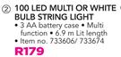 Outdoor 100 LED Multi Or White Bulb String Light