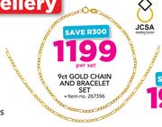 9ct Gold Chain And Bracelet Set-Per Set