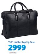 Enzo/Rossi Black 15.6" Leather Laptop Case